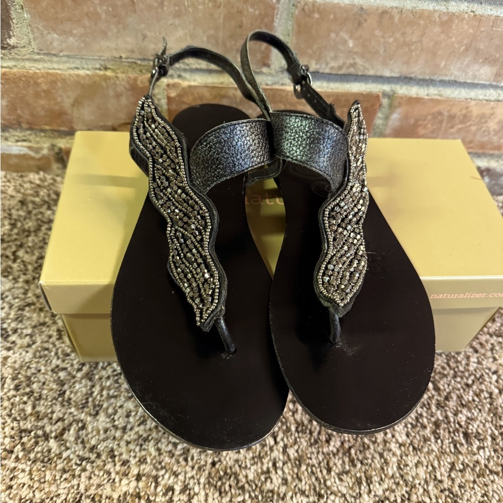 Naughty Monkey Black Embellished Sandals Size 8
